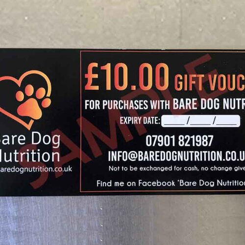 Bare Dog Nutrition £10 Gift Cards available